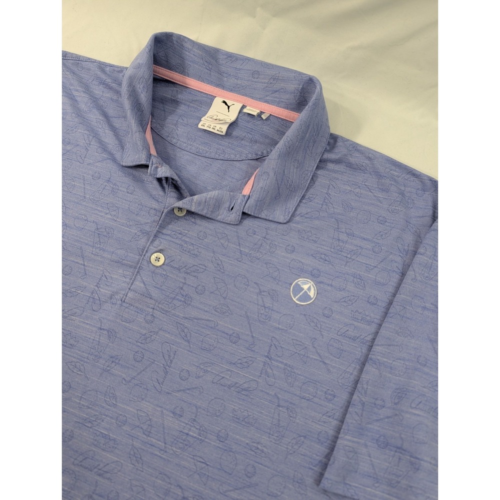 Puma Arnold Palmer Mens Golf Polo‎ Shirt Purple All Over Print XXL